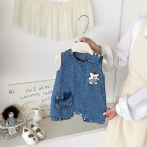 Baby Boys' Cartoon Dog Denim Romper