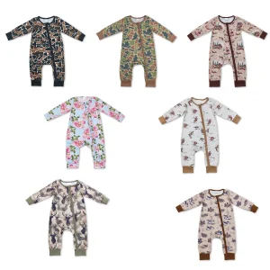 All Over Print Bamboo Baby Zipper Romper