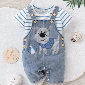 Baby Boy Striped T-Shirt + Cartoon Outfit