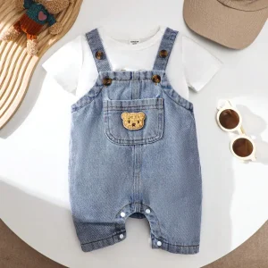 Boys' Denim Romper With Pocket