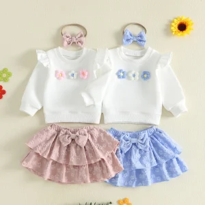 Girl Skirt Flower Top Winter Fall