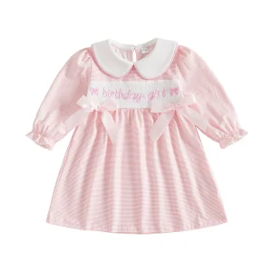 Stripe Doll Collar Birthday Dress